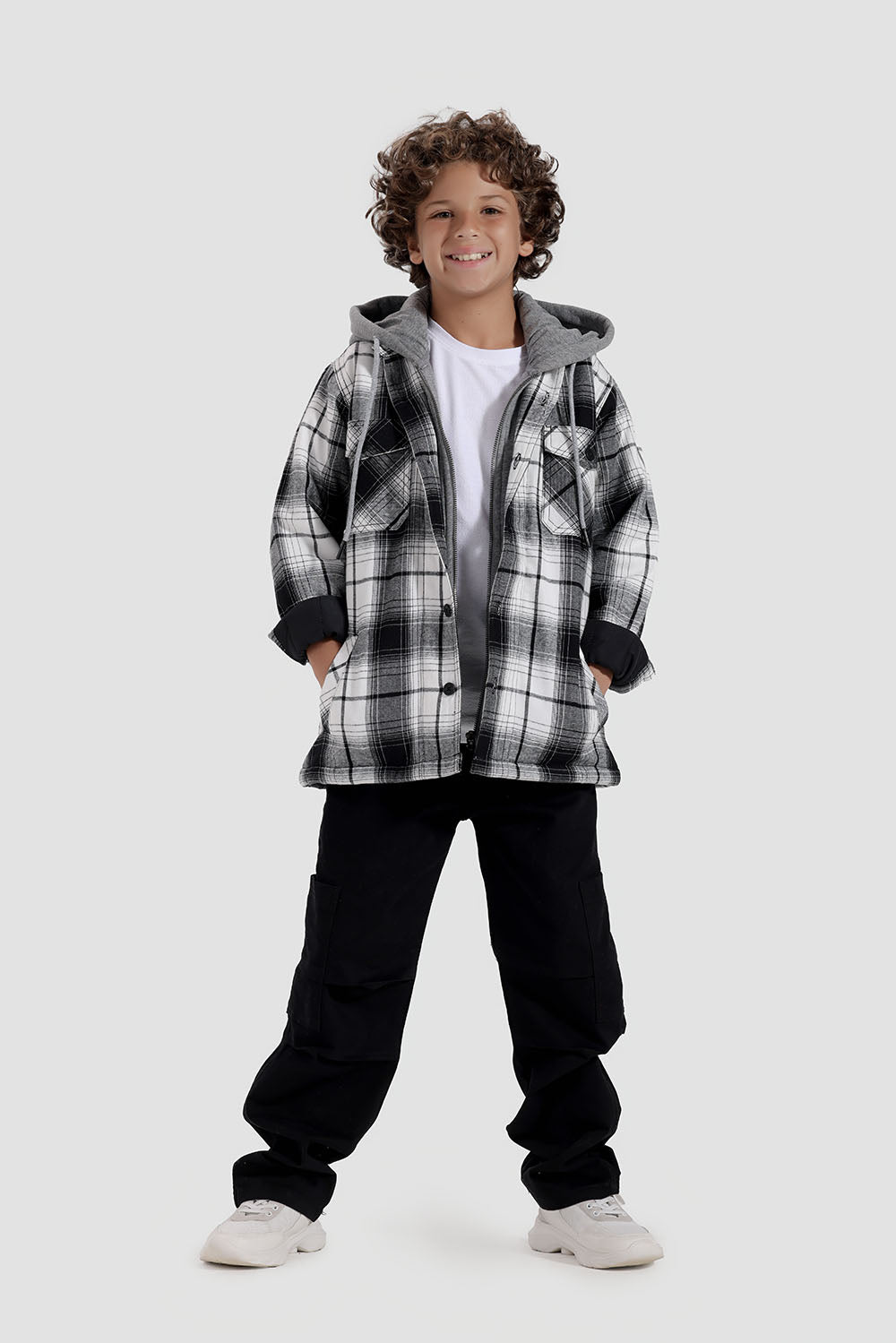 black checked over size shirt jacket