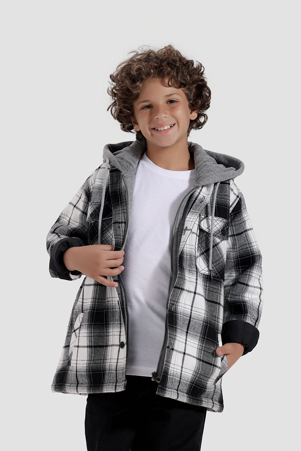 black checked over size shirt jacket