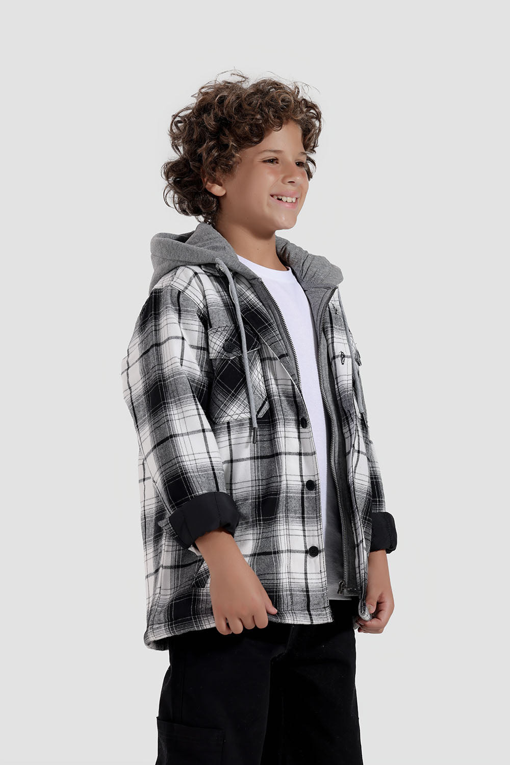 black checked over size shirt jacket