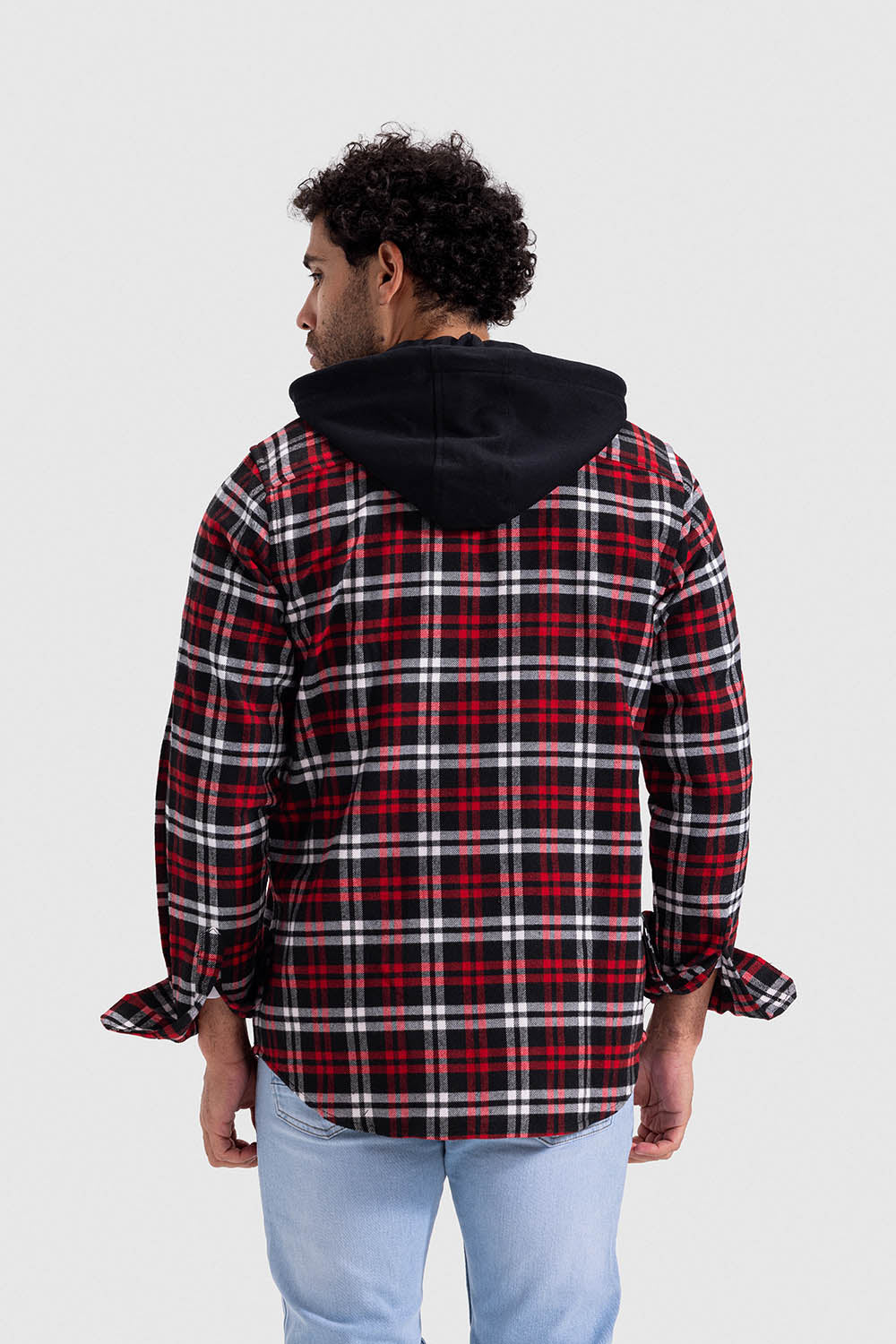 checked hoodie overshirt