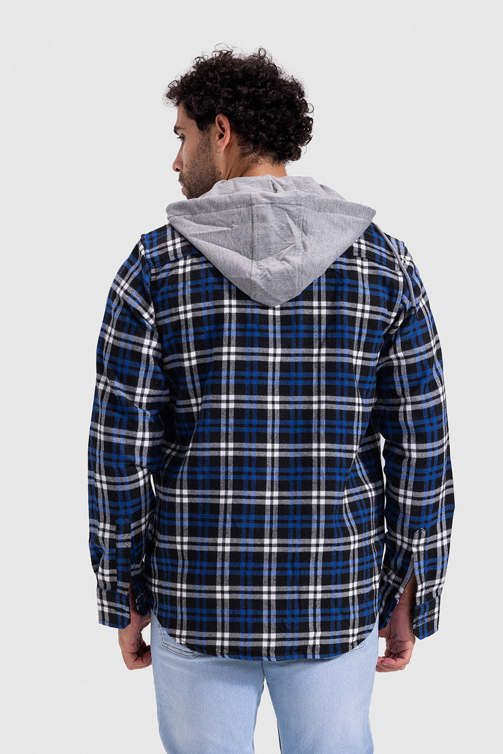 checked hoodie overshirt