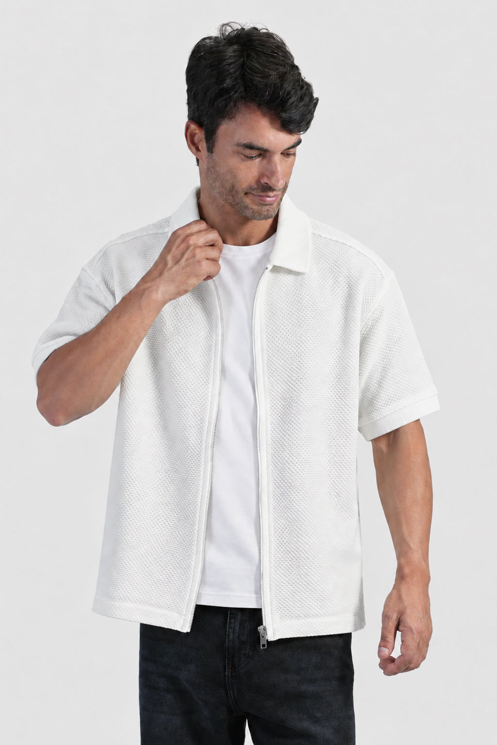 Full zipper Short Sleeve Shirt