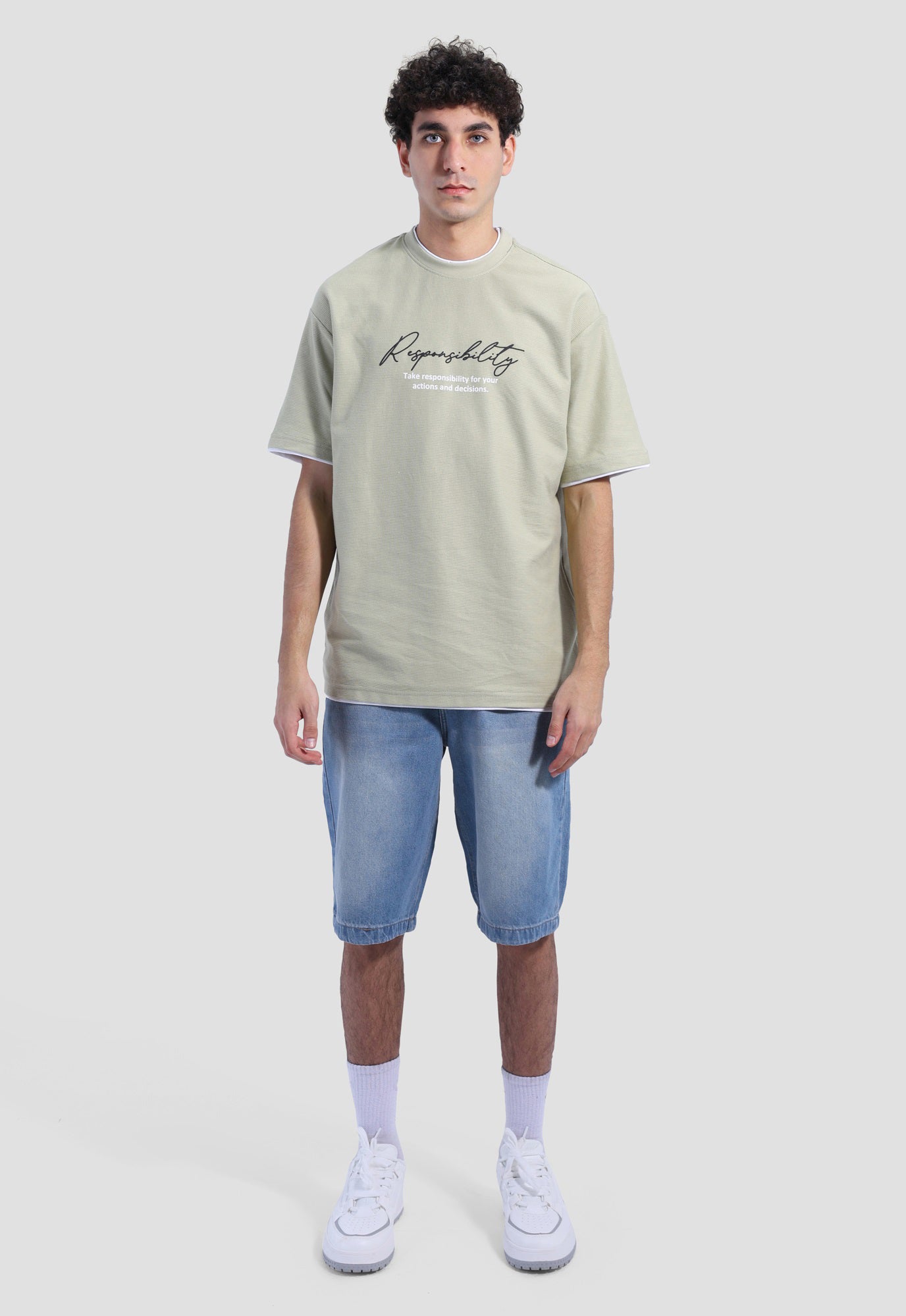 Crew Neck Over Size Printed T-shirt