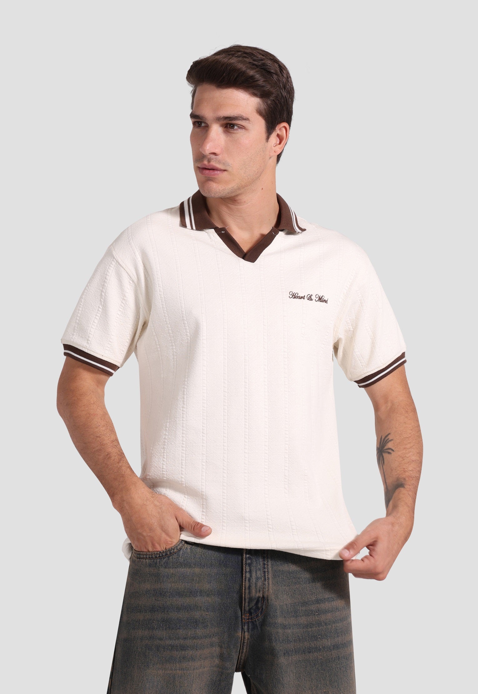 café johnny collar polo shirt