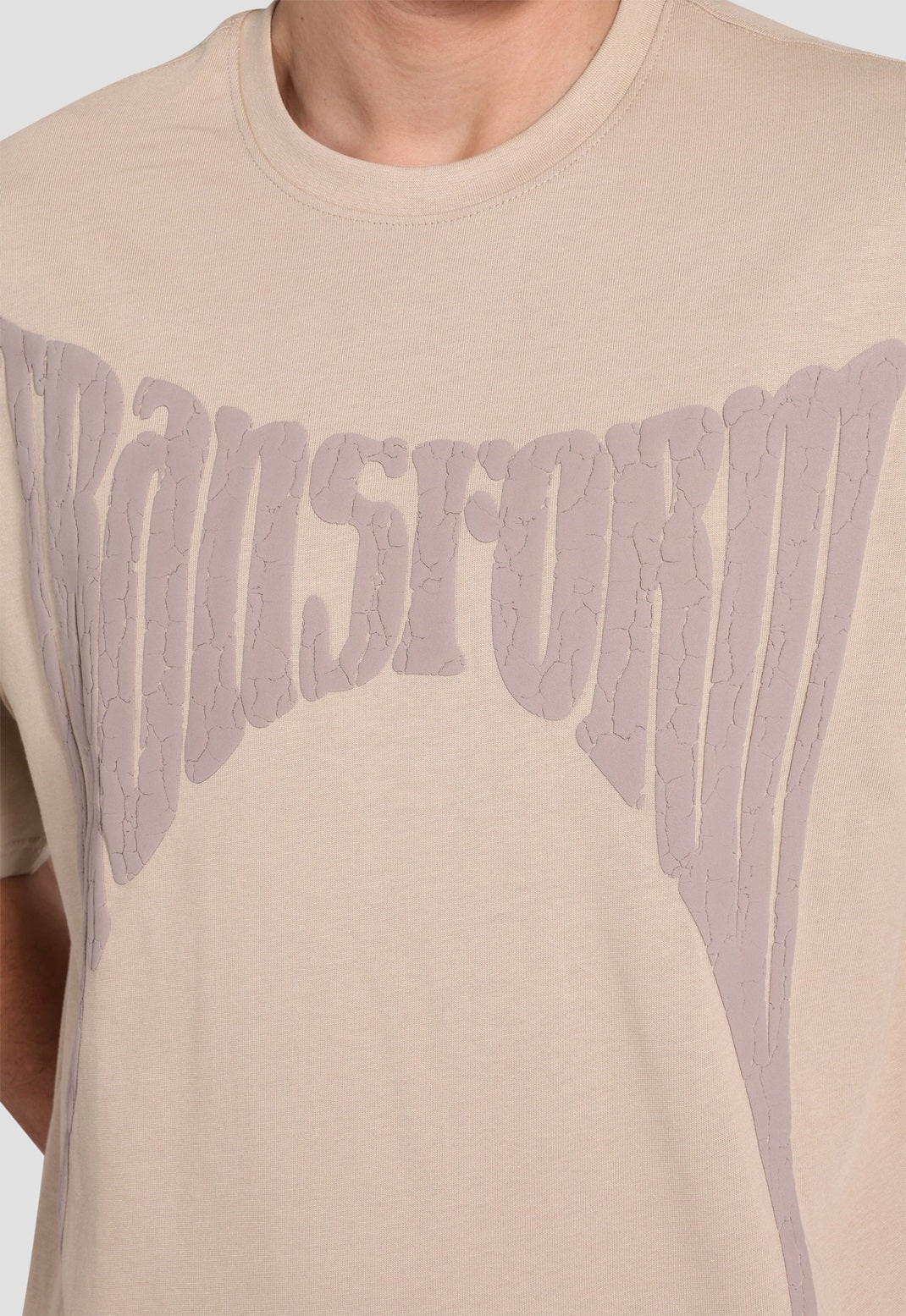 beige over size printed t-shirt