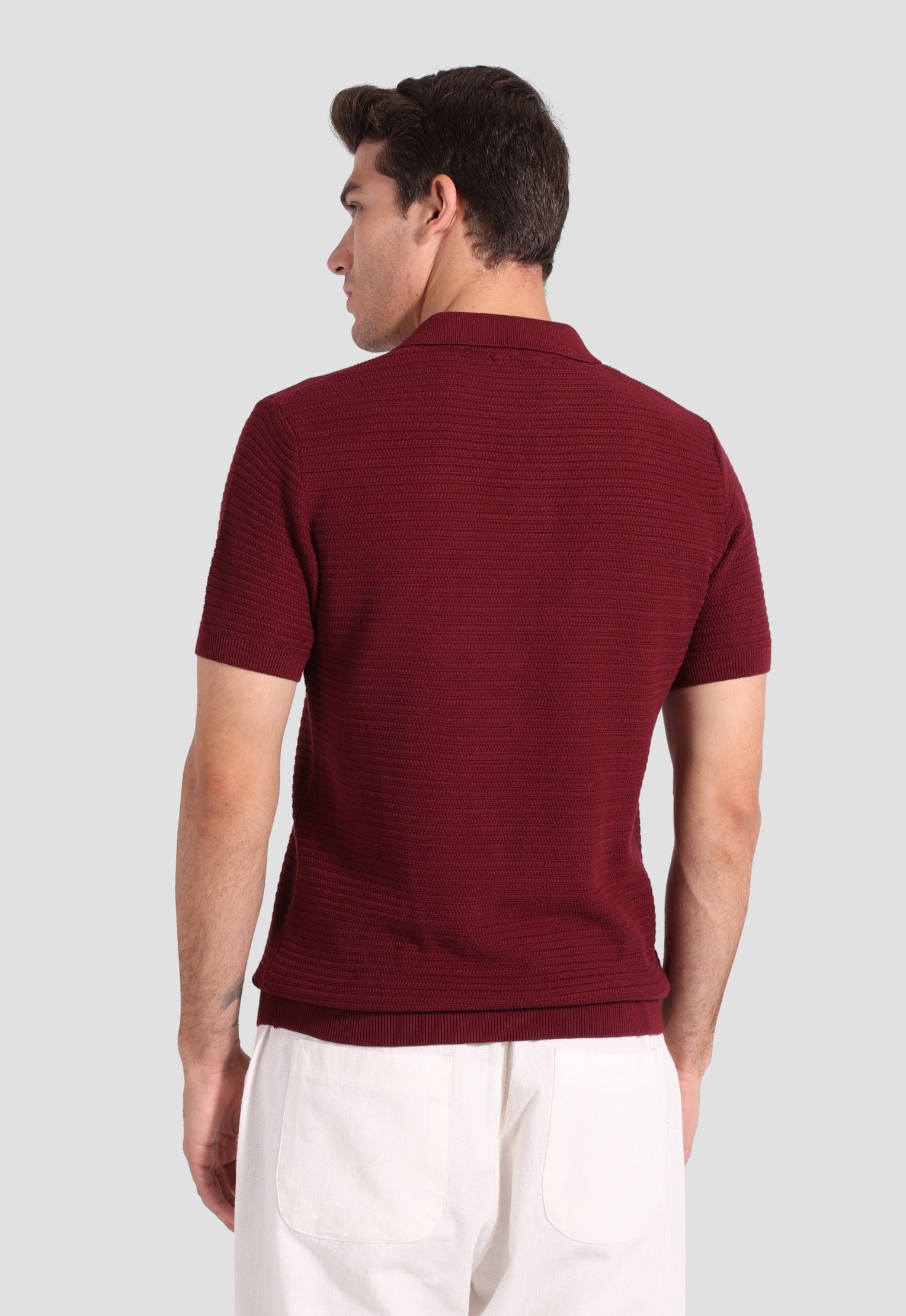 burgundy knitted polo