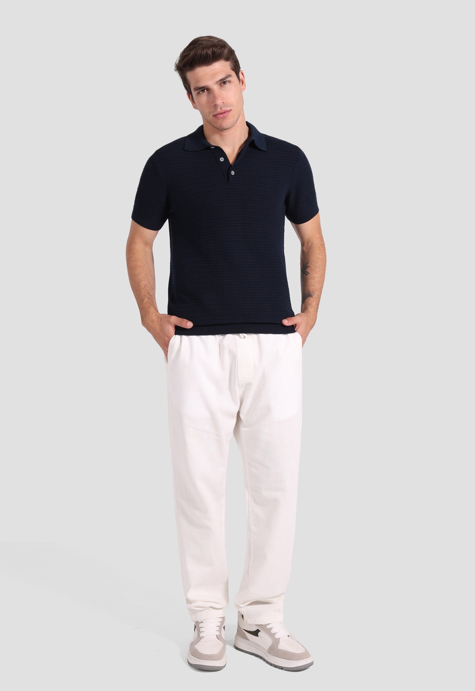 navy knitted polo