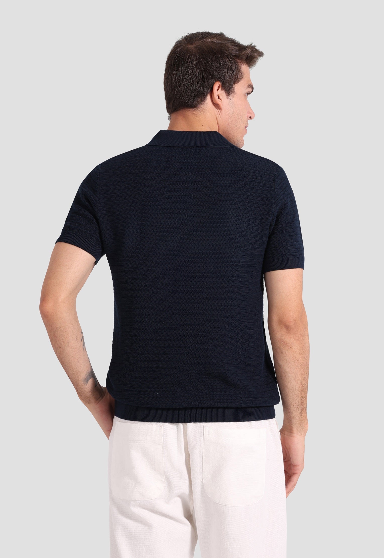 navy knitted polo