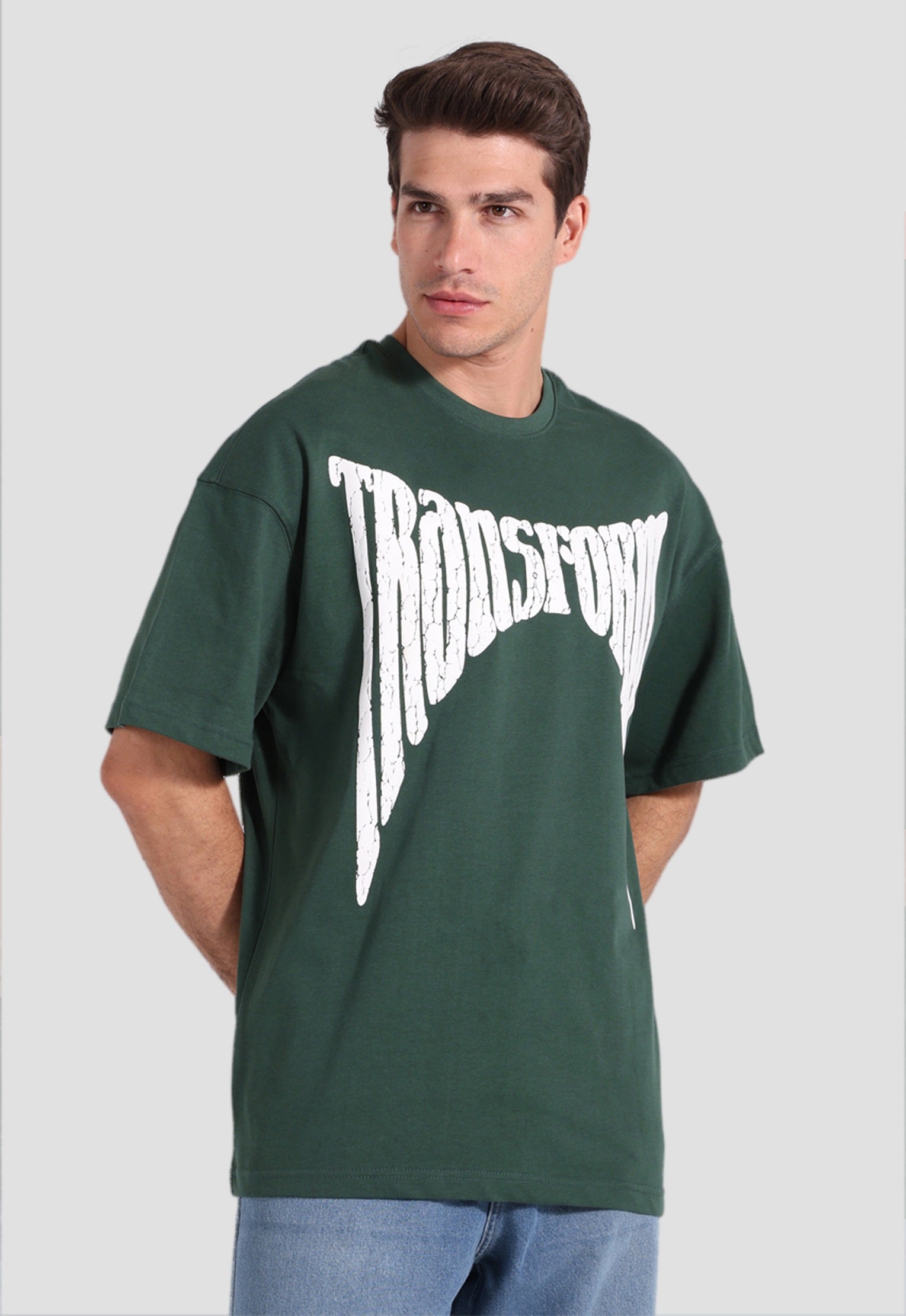 green over size printed t-shirt