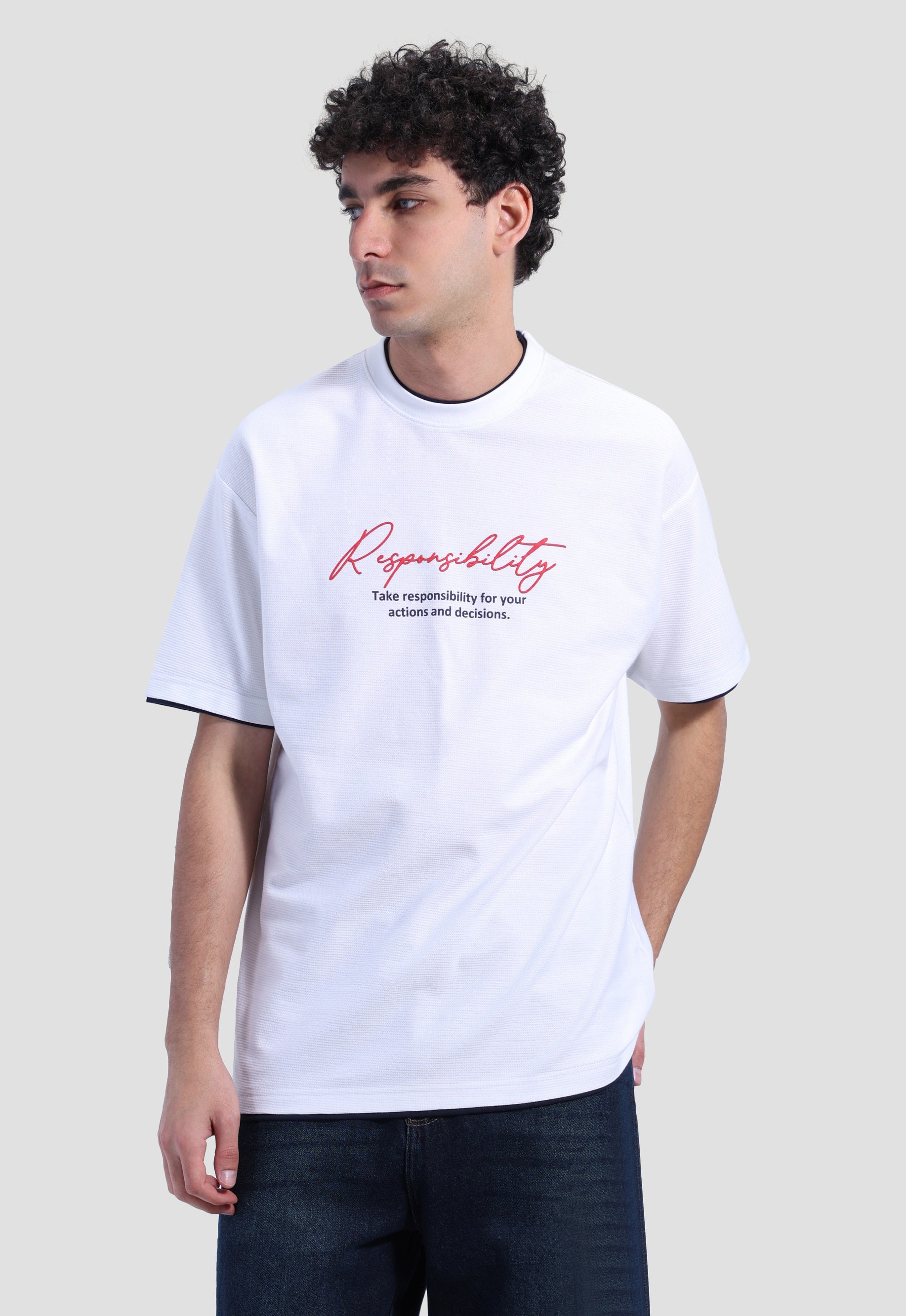 Crew Neck Over Size Printed T-shirt