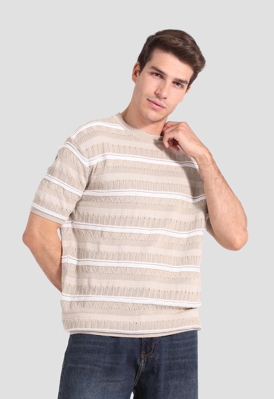 bige crew neck knitted t-shirt