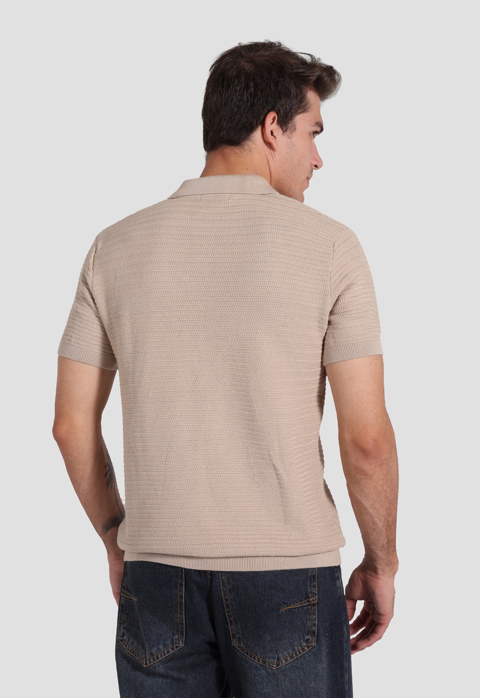 beige knitted polo