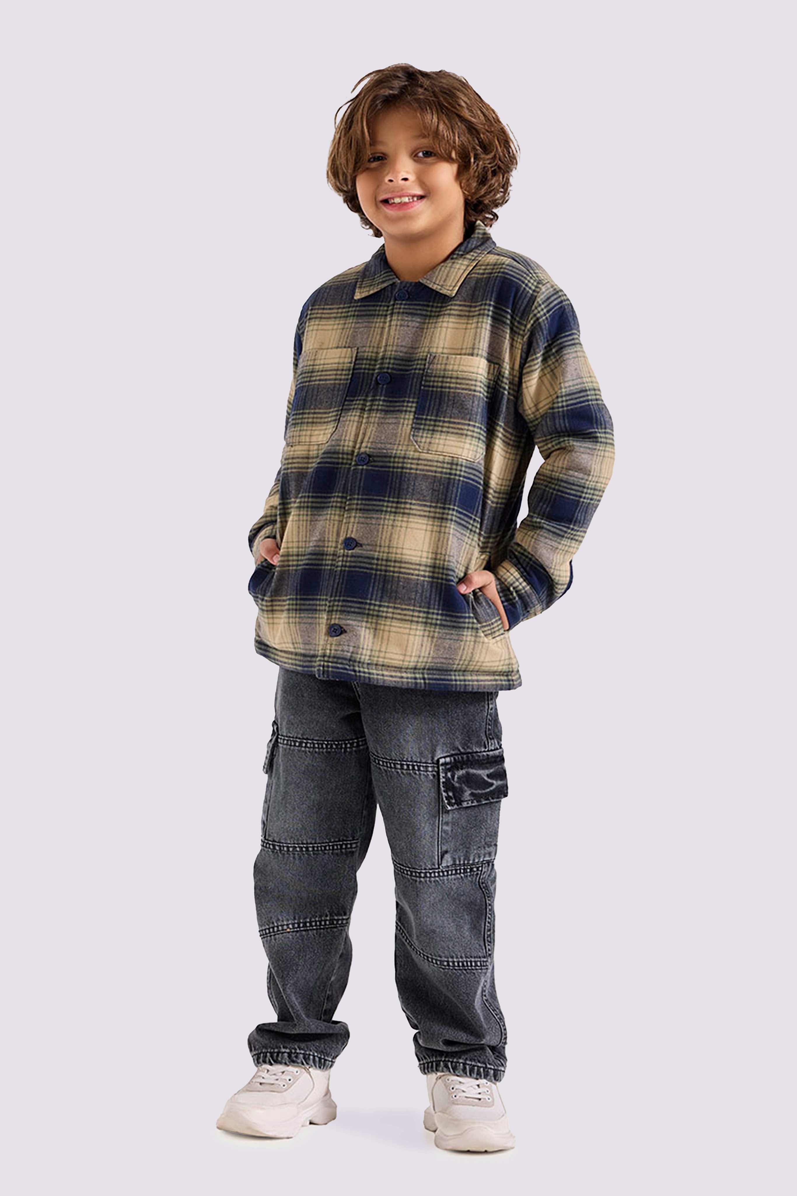 black checked over size shirt jacket