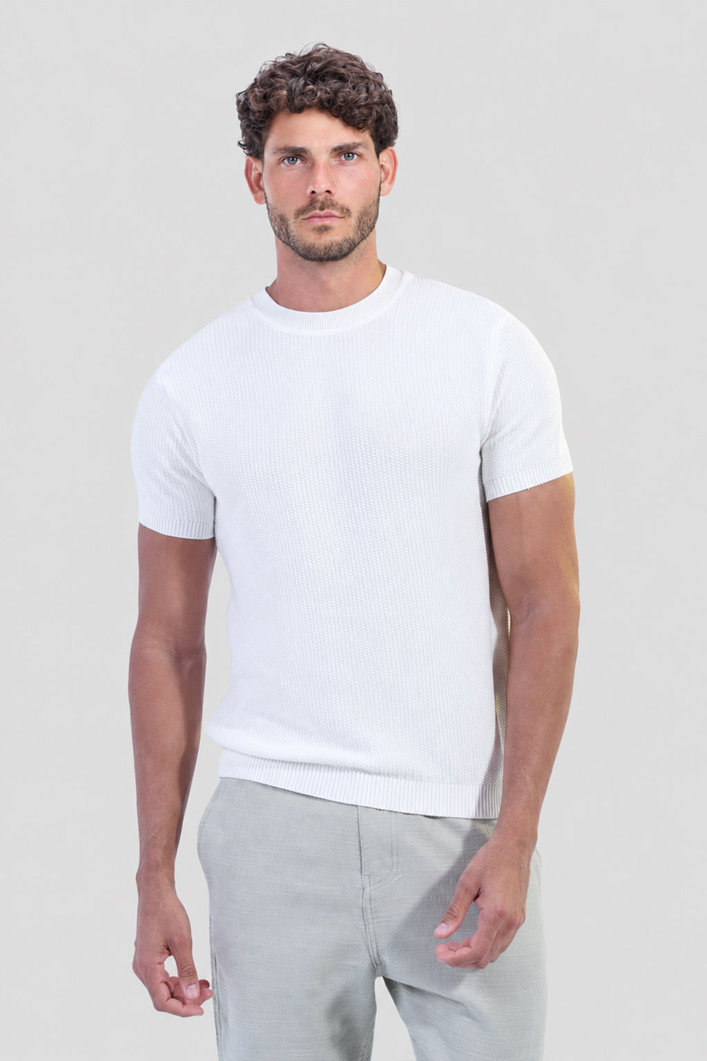 Knitted Crew Neck T-Shirt