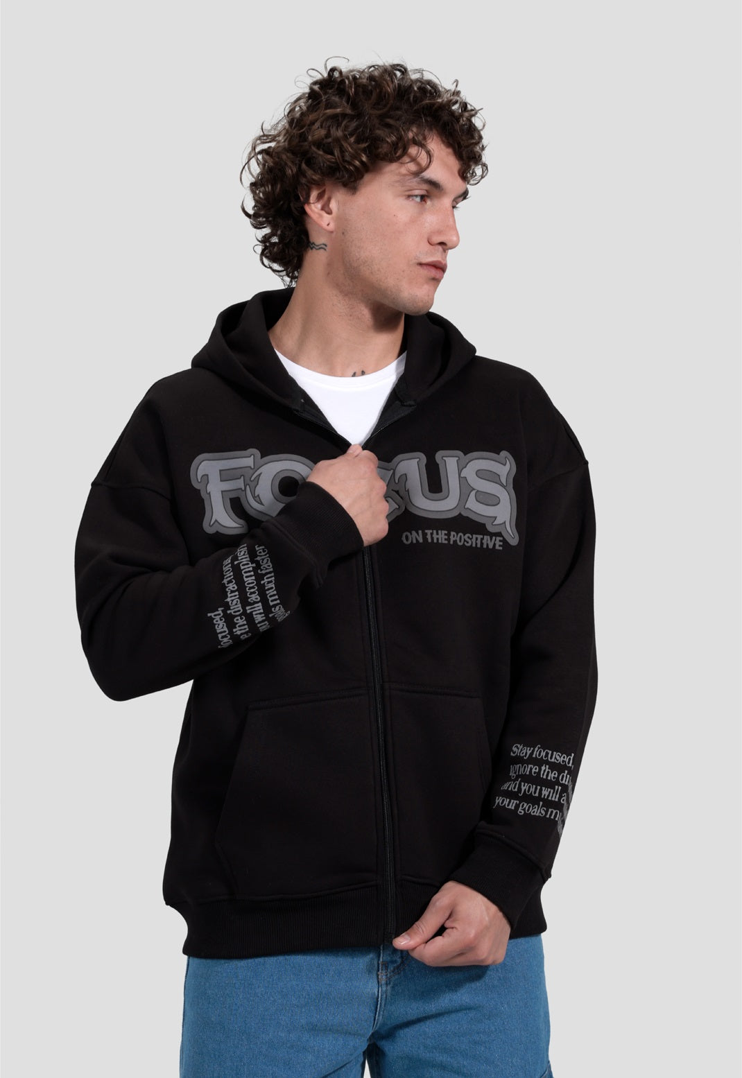 Full Zipper Printed Sweatshirt