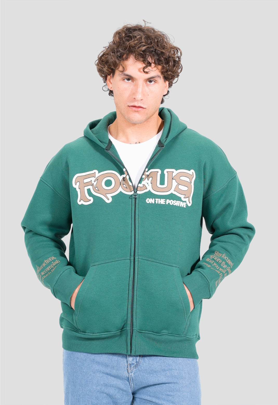 Full Zipper Printed Sweatshirt