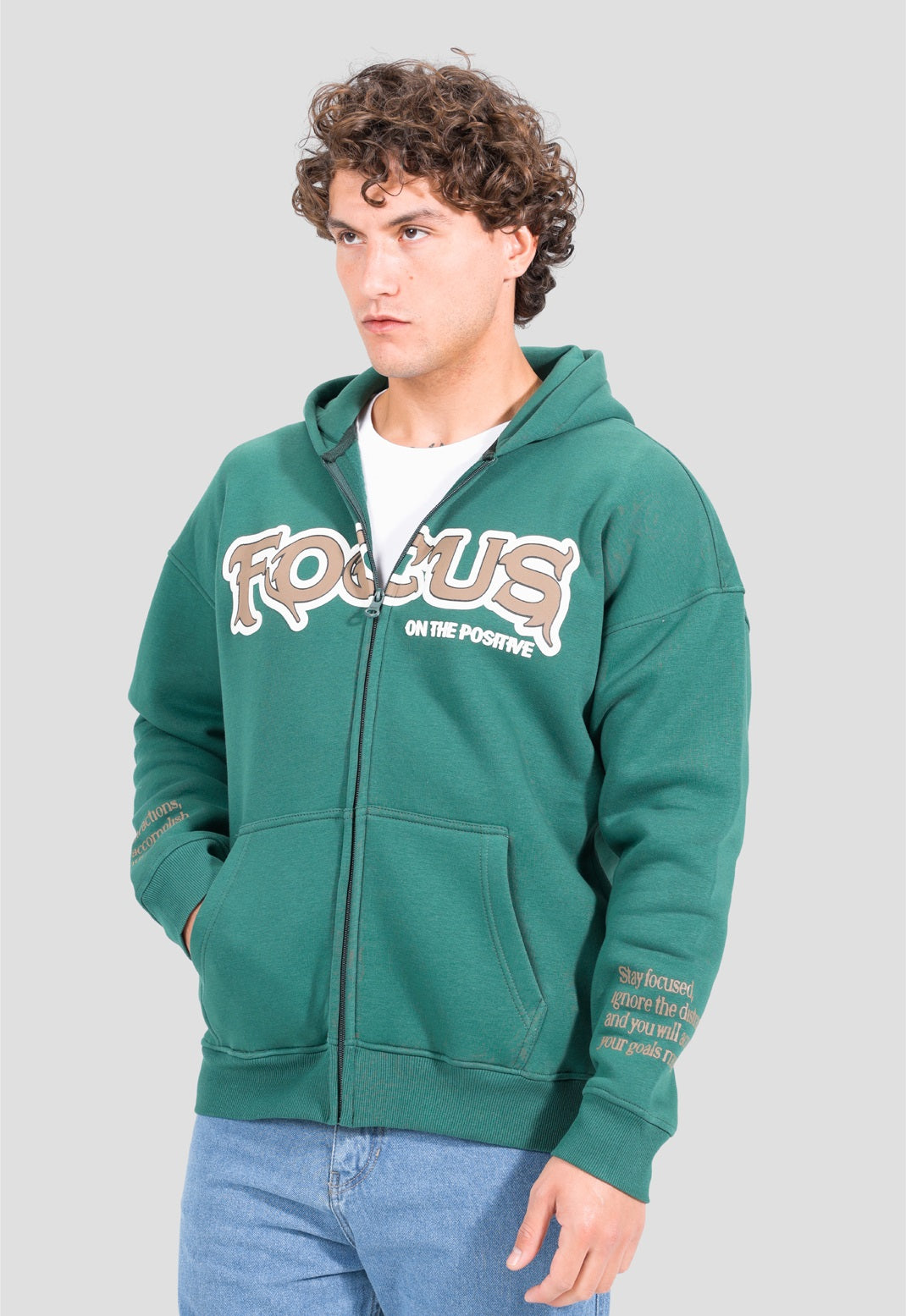 Full Zipper Printed Sweatshirt