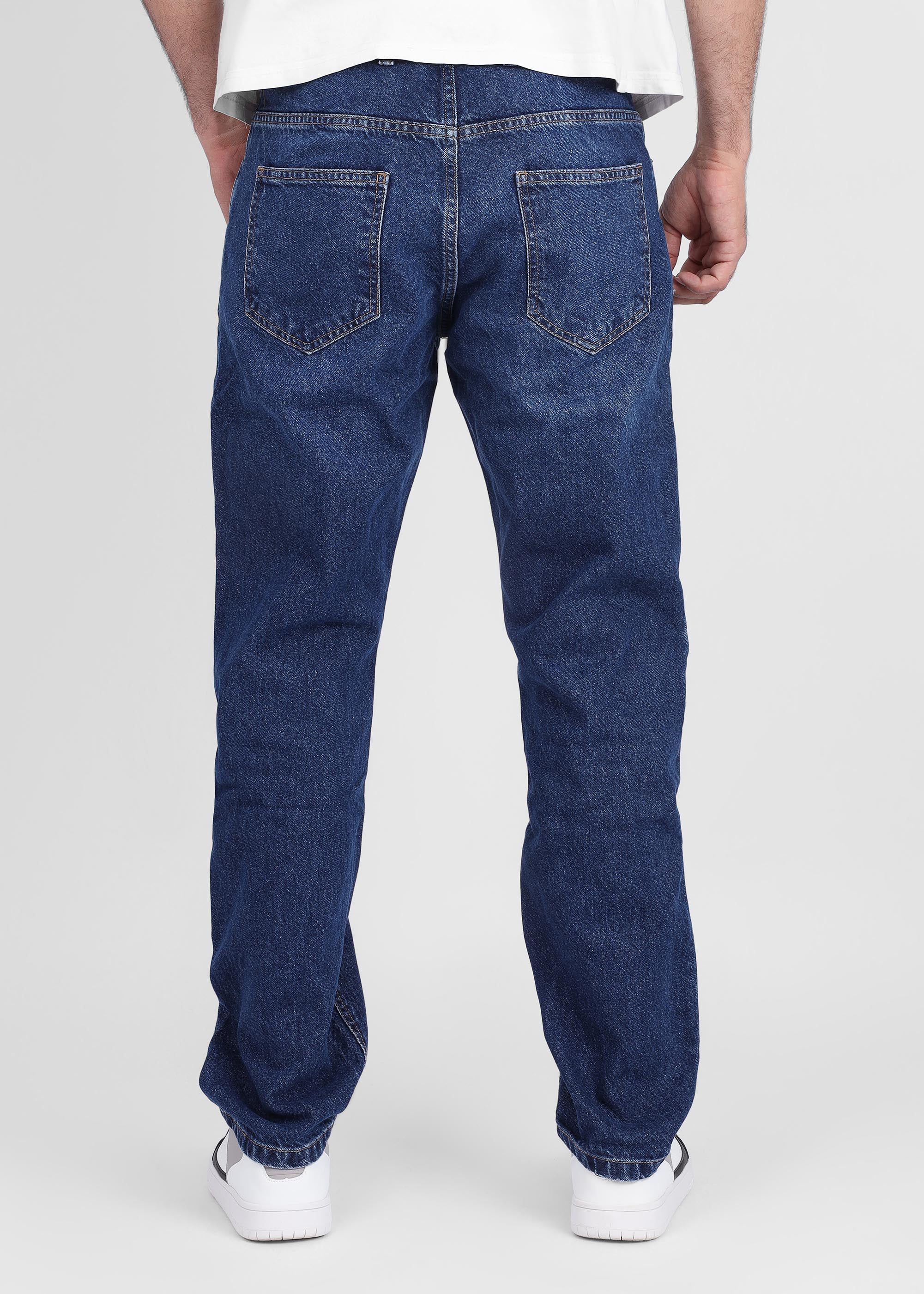 Dark Blue ripped Wide Leg Jean Pants