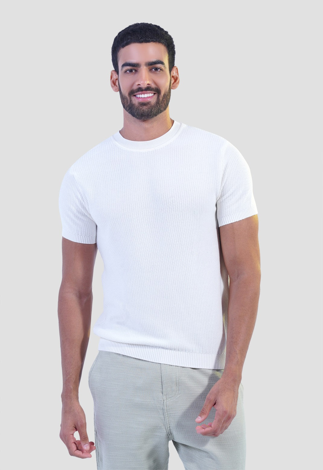 Knitted Crew Neck T-Shirt