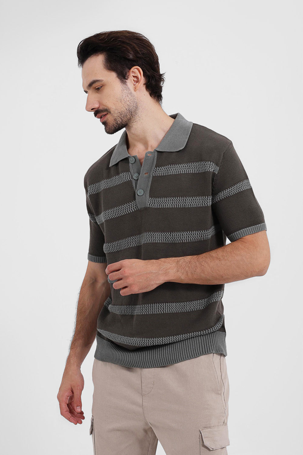 Knitted Polo Over Size Shirt