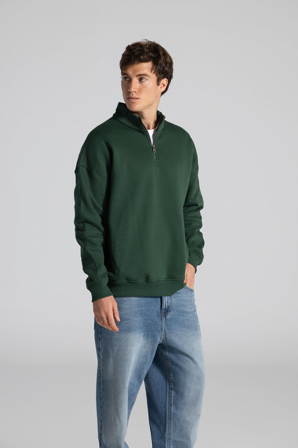 Basic Haif Zipper Sweatshirt