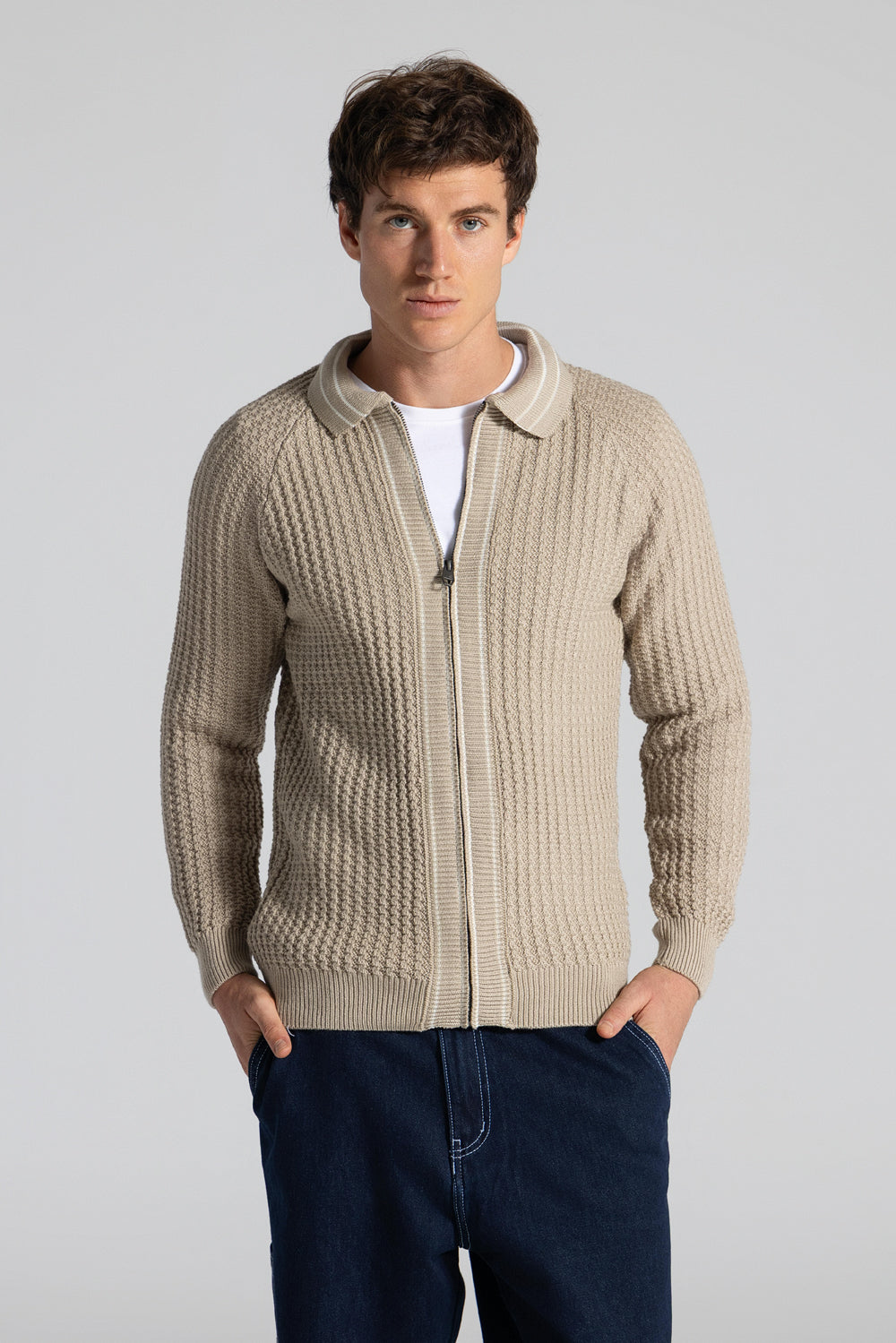 Full Zipper Knitted Pullover