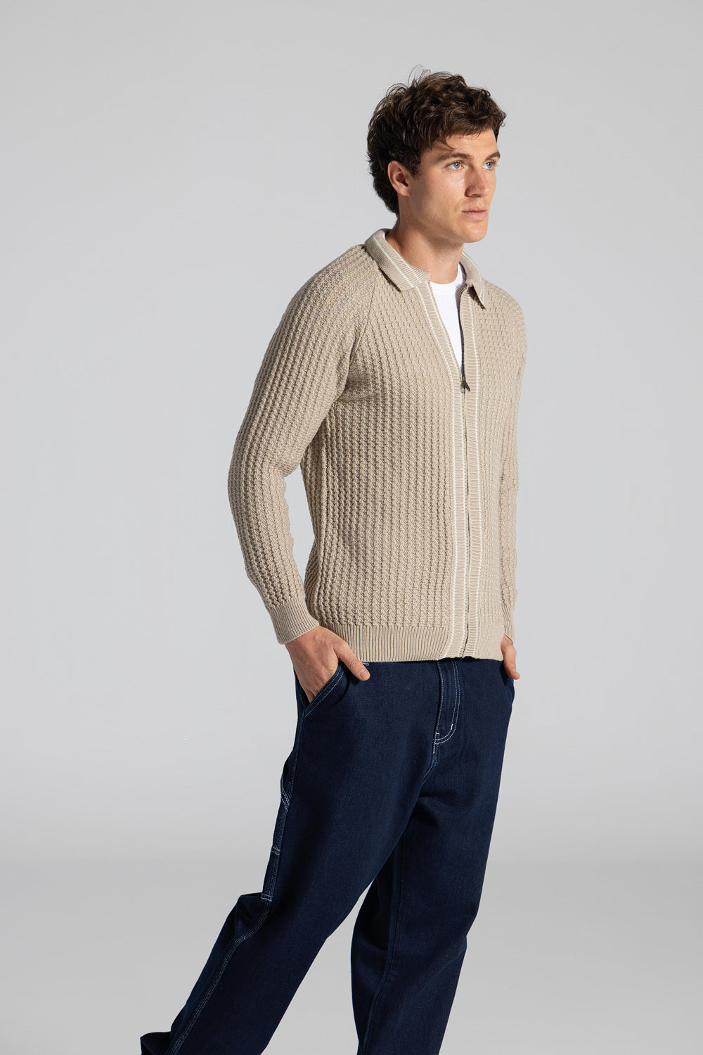 Full Zipper Knitted Pullover