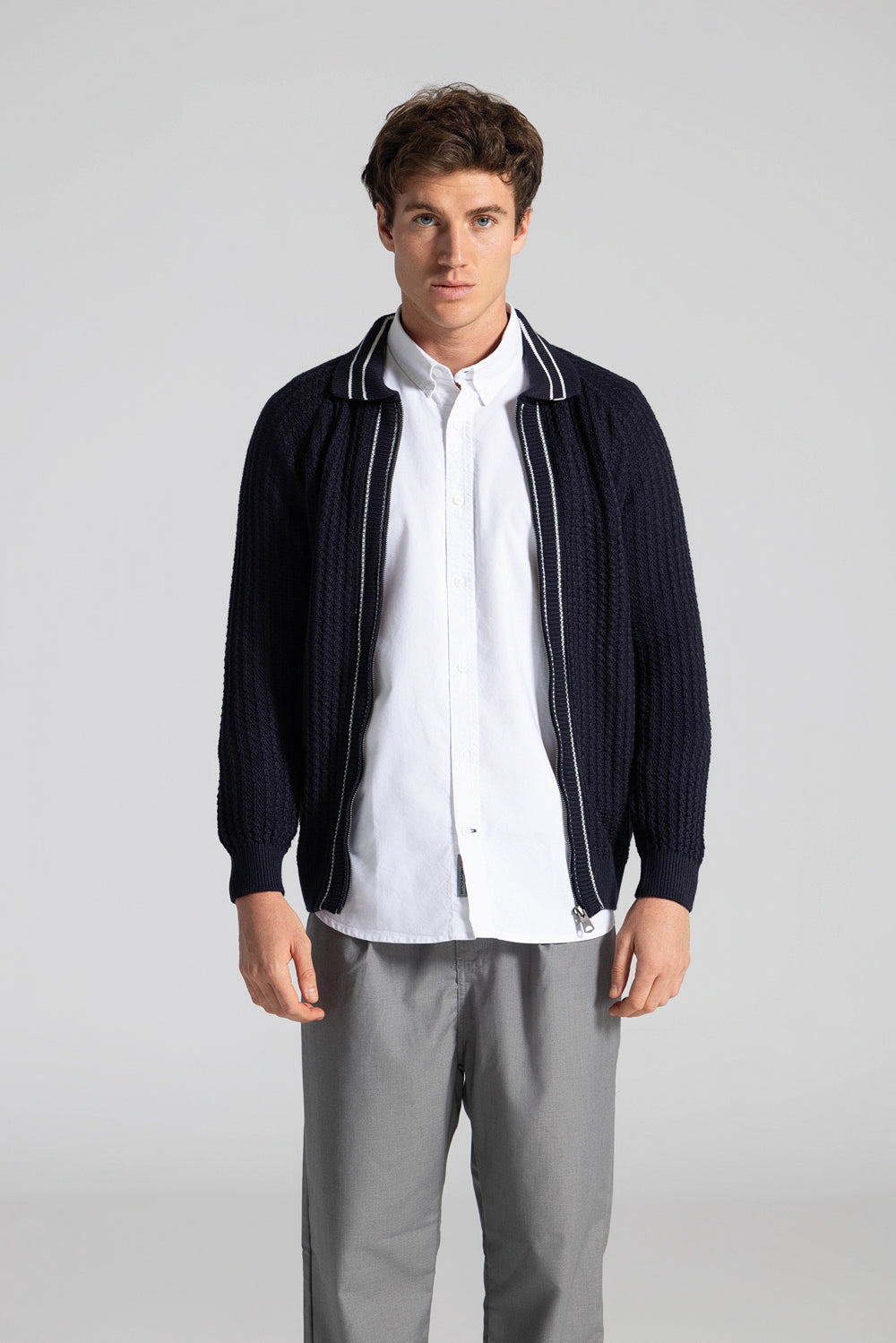 Full Zipper Knitted Pullover