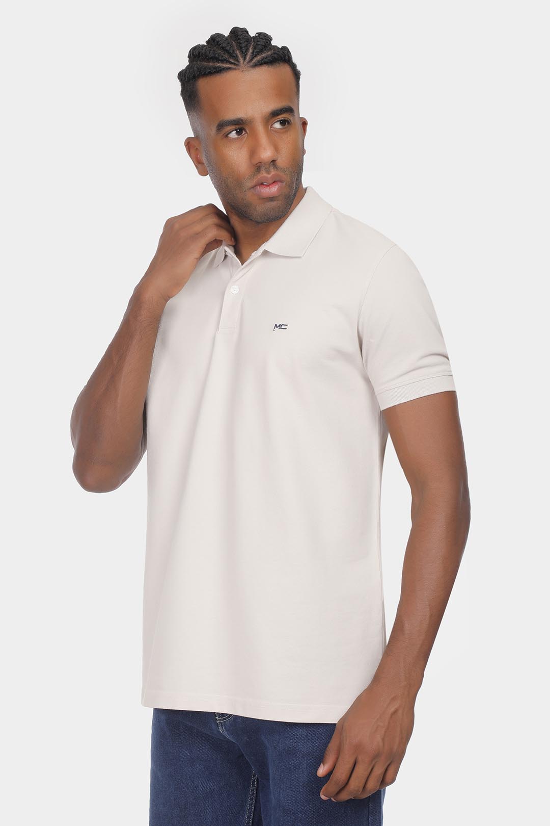 beige slim fit polo shirt
