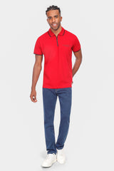 Red Zipper Polo Shirt
