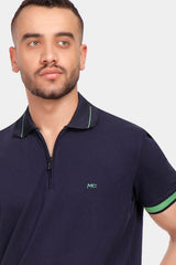 Navy Zipper Polo Shirt