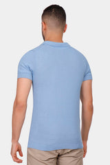Sky Blue Knitted Polo Shirt