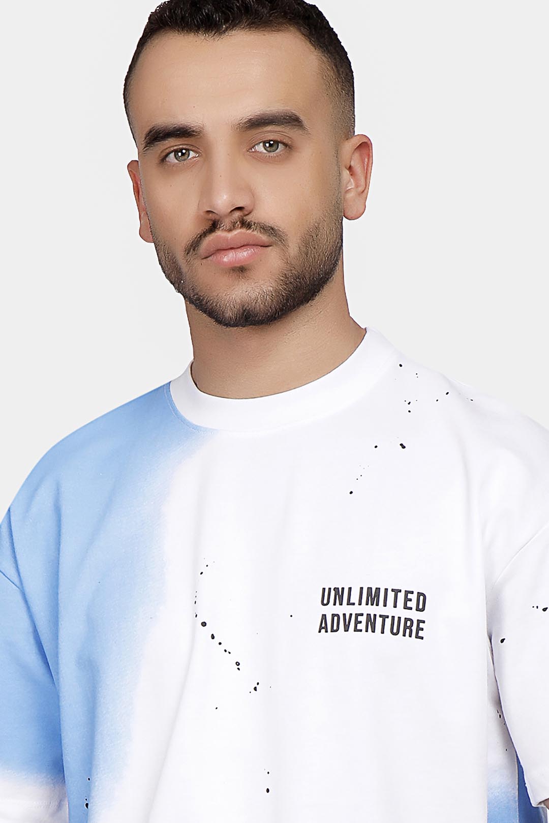 White Printed Crew Neck Over Size T-Shirt