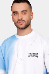 White Printed Crew Neck Over Size T-Shirt