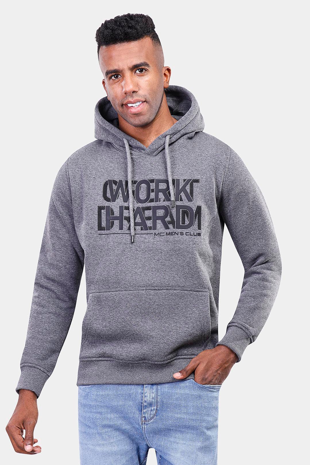 Dark Grey Printed Hoodie Sweatshirt