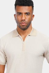 Beige Knitted Polo Shirt