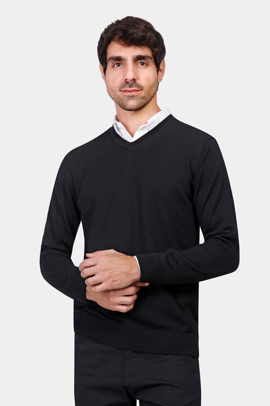 v neck slim fit pullover
