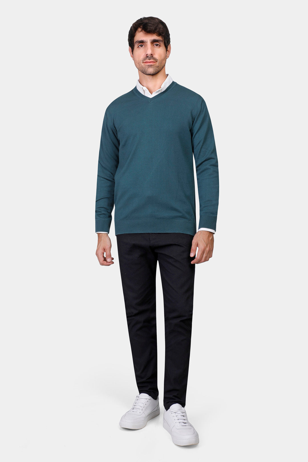 v neck slim fit pullover