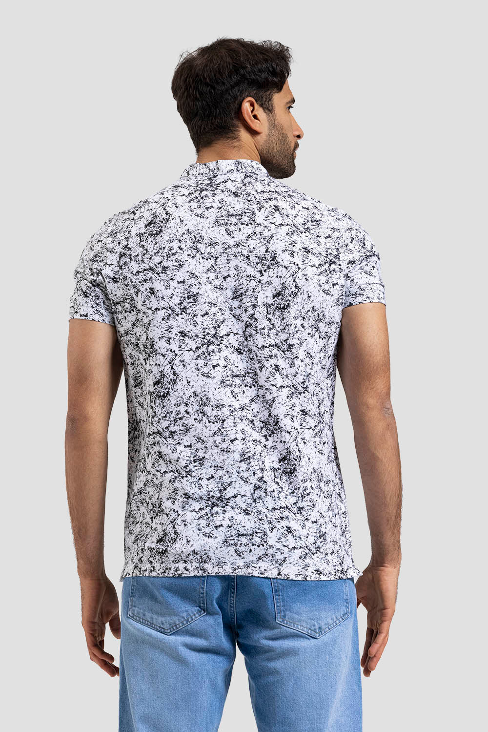 Slim Fit Mandarin Collar Polo Shirt