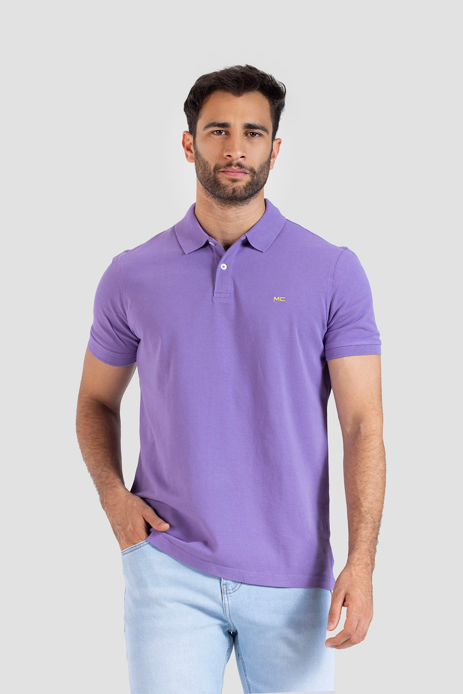 purple slim fit polo shirt