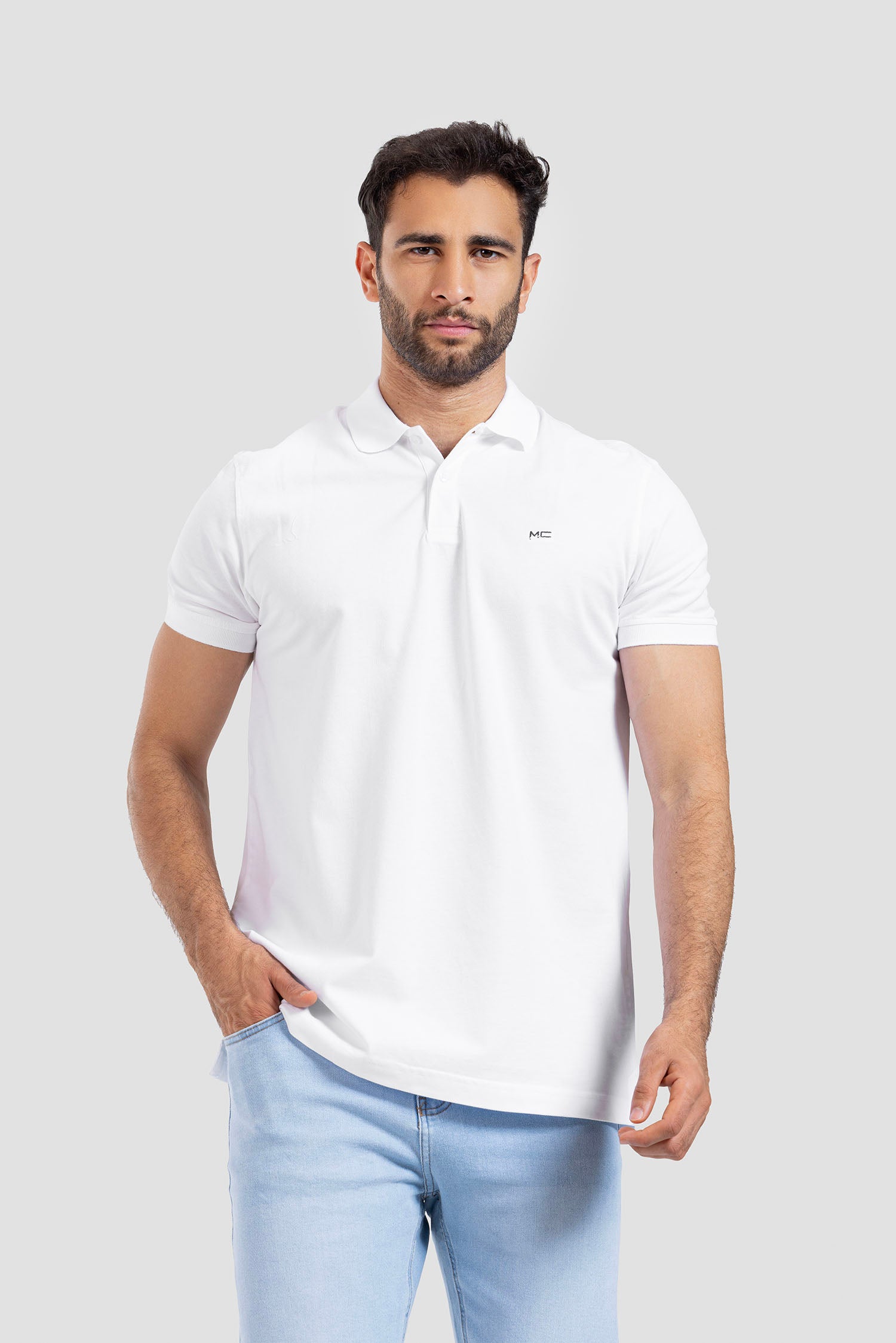 white slim fit polo shirt