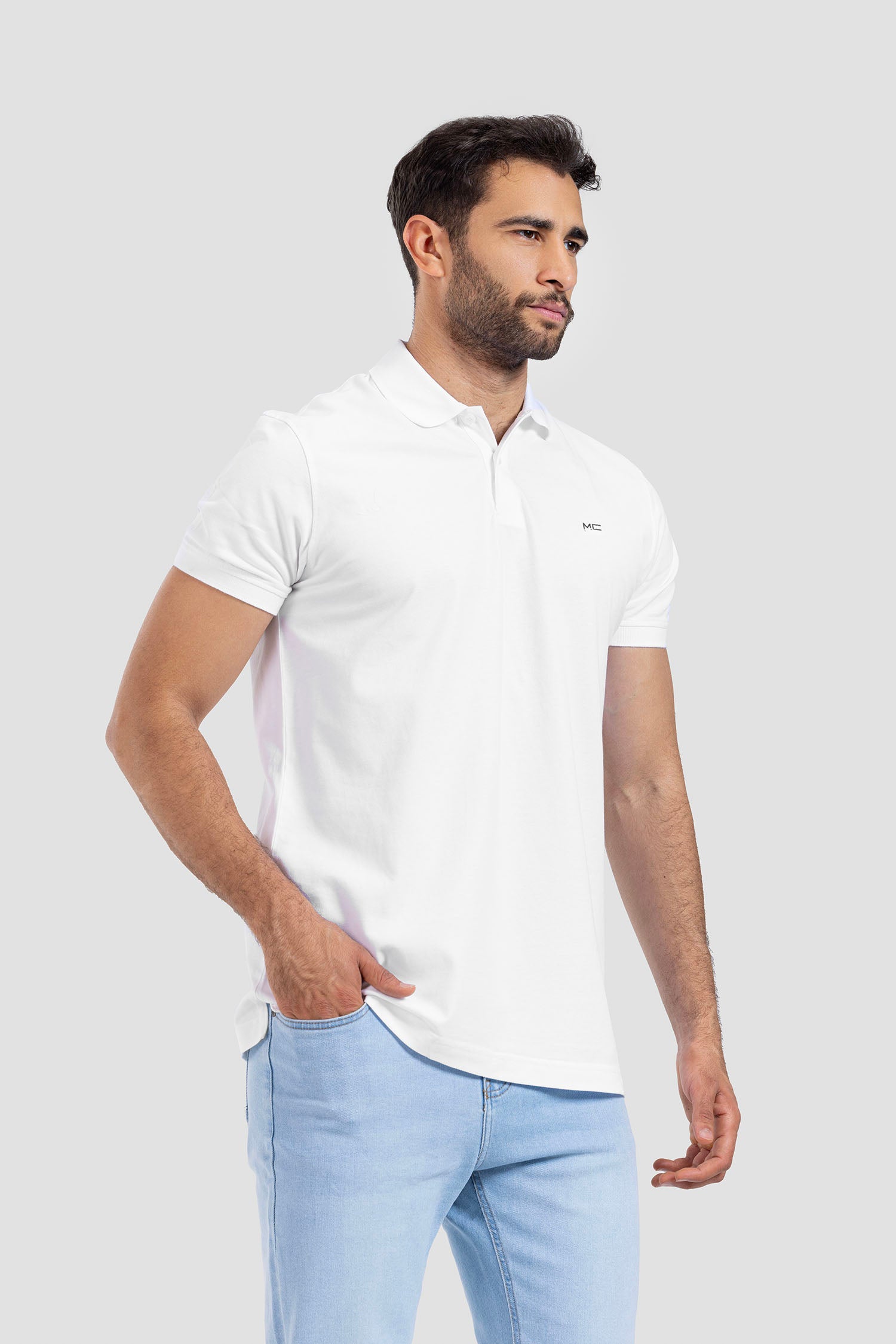 white slim fit polo shirt
