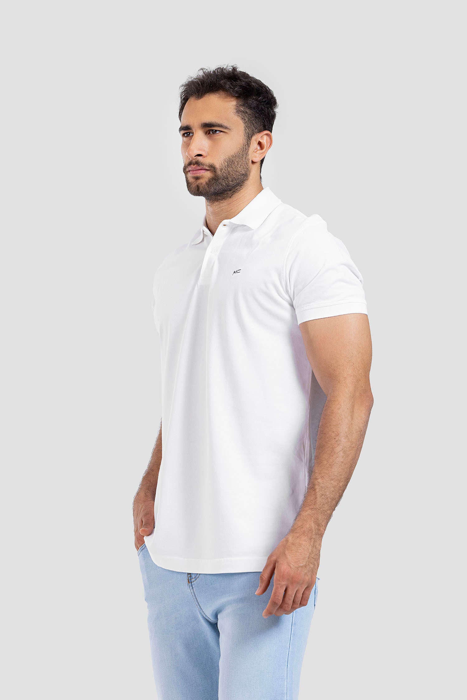 white slim fit polo shirt