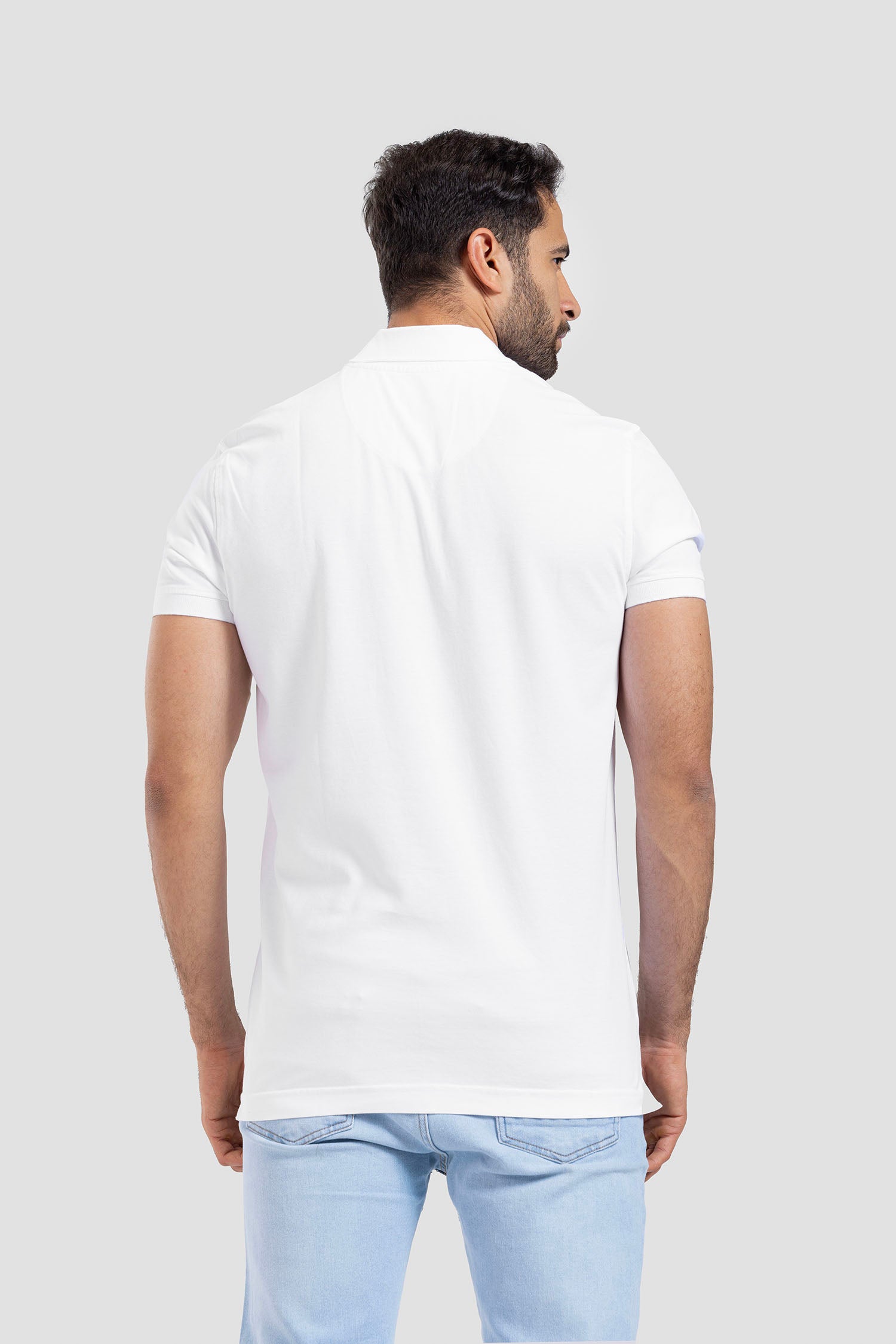 white slim fit polo shirt
