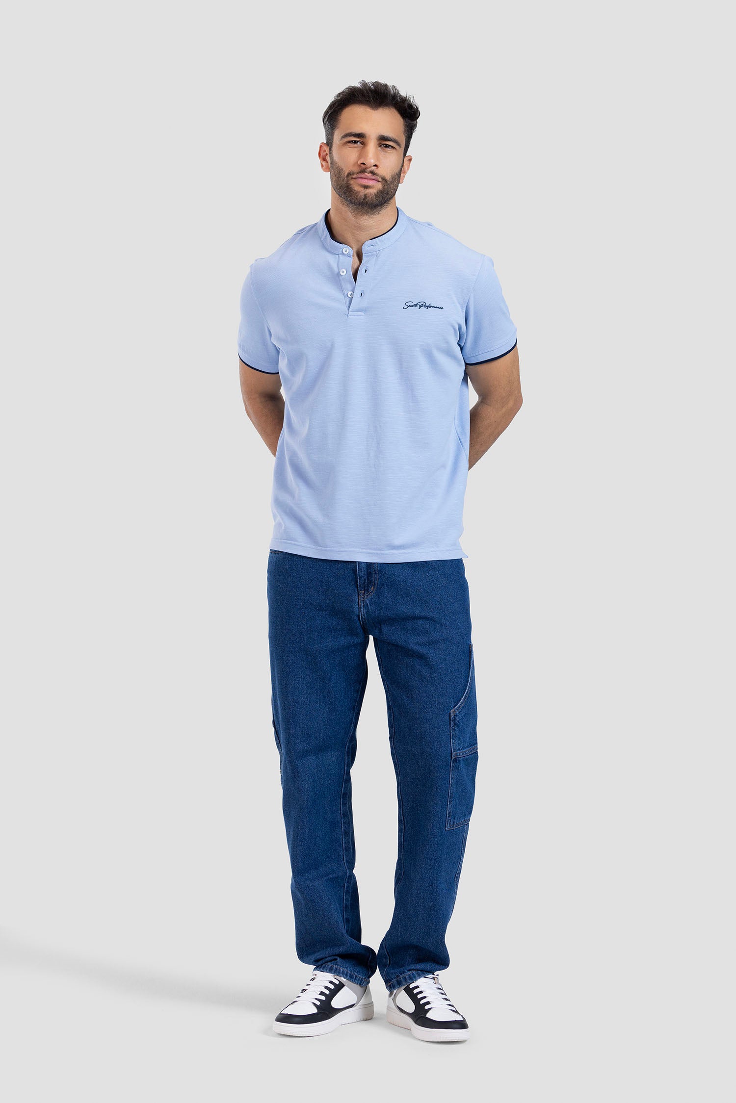Mandarin Collar Polo Shirt