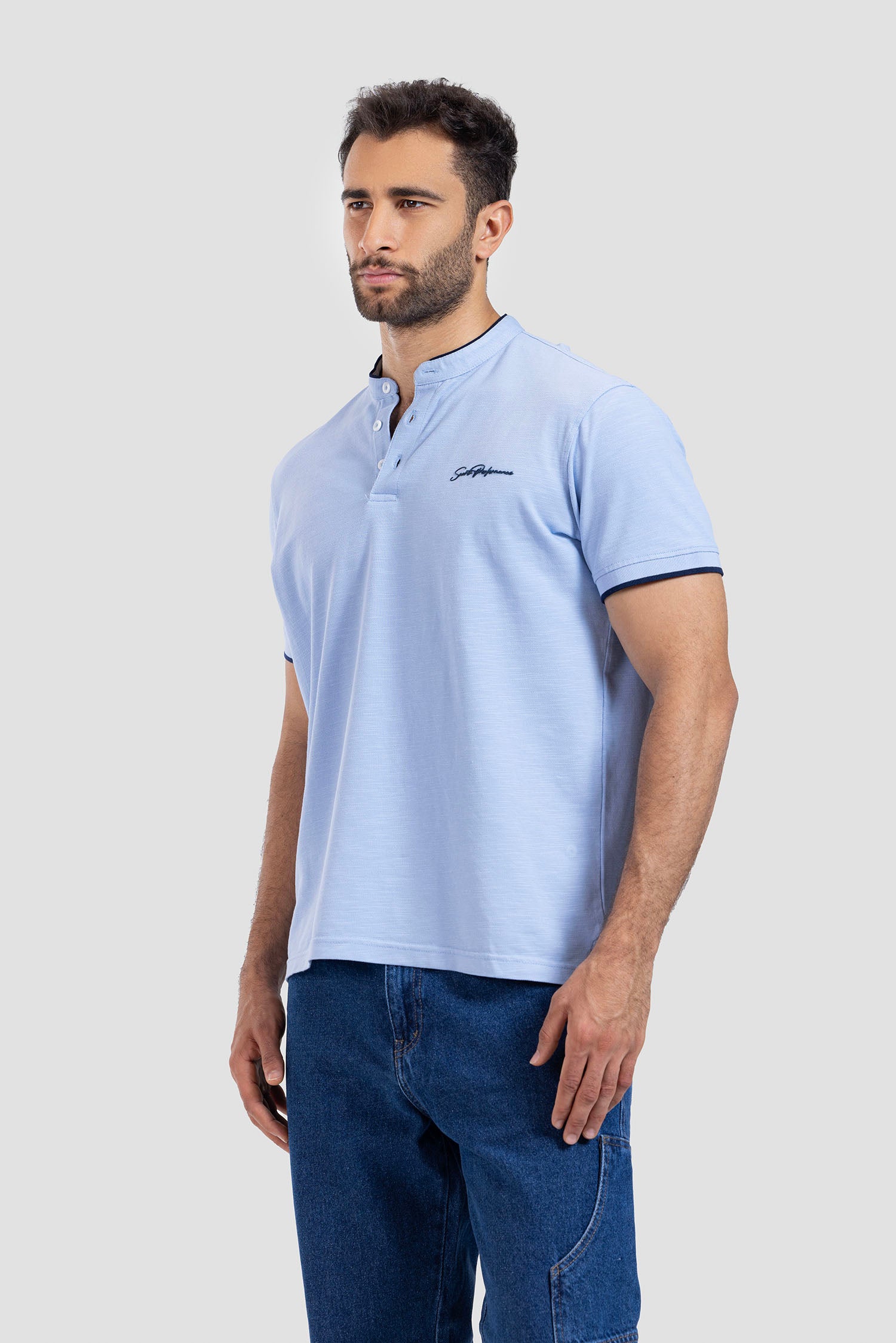 Mandarin Collar Polo Shirt