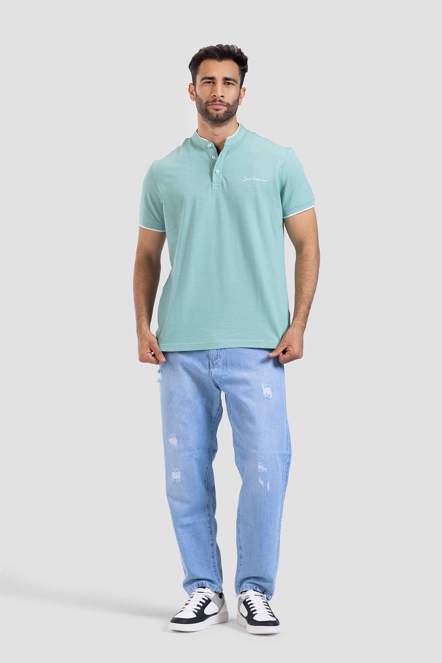 Mandarin Collar Polo Shirt
