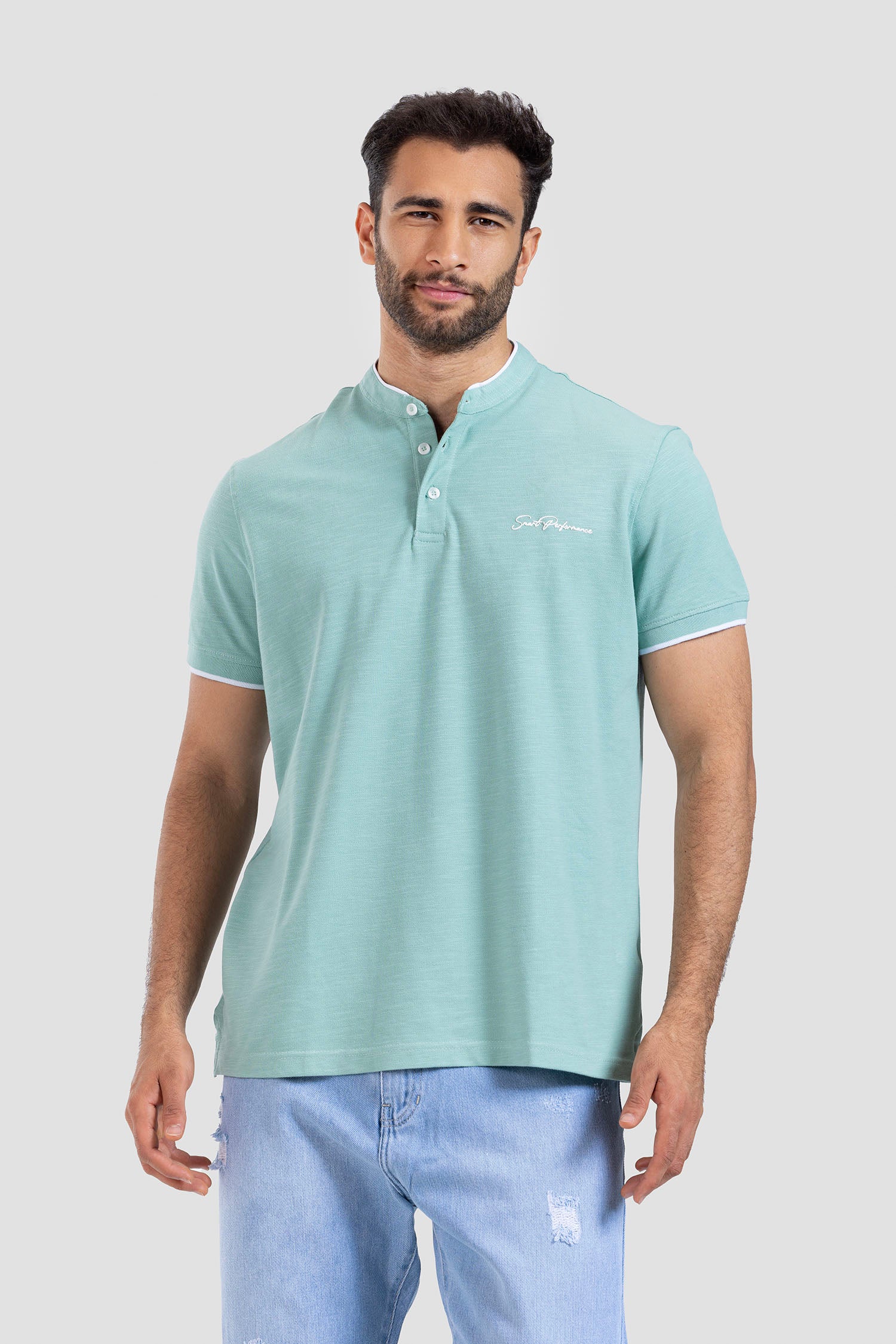 Mandarin Collar Polo Shirt