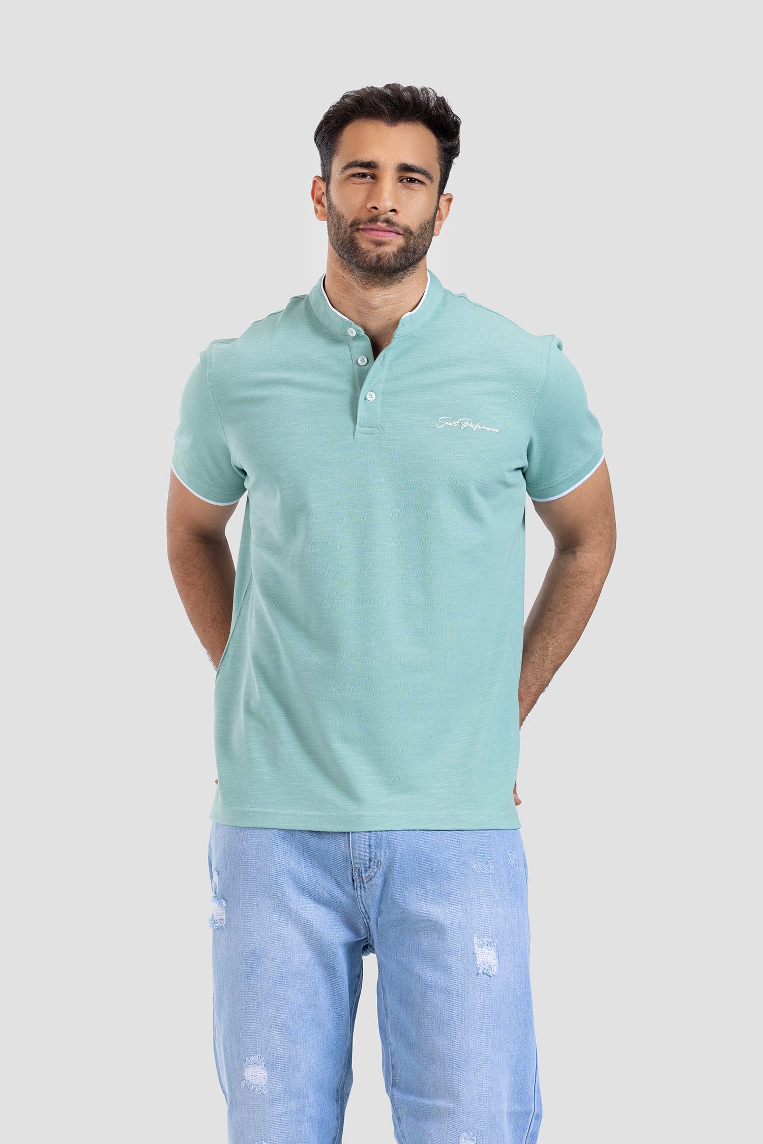 Mandarin Collar Polo Shirt