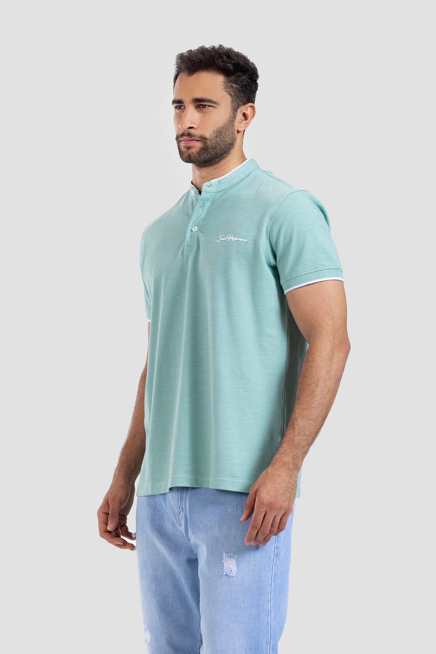 Mandarin Collar Polo Shirt